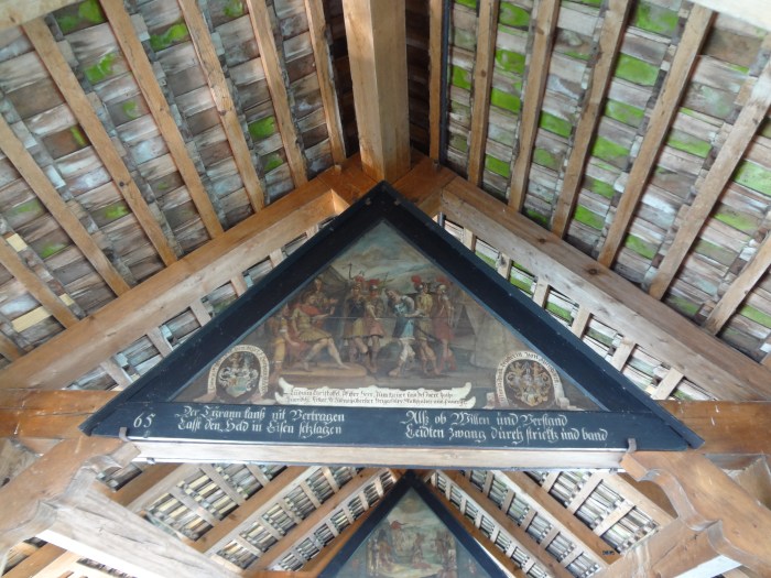 One of the original artworks along the roof of the bridge 