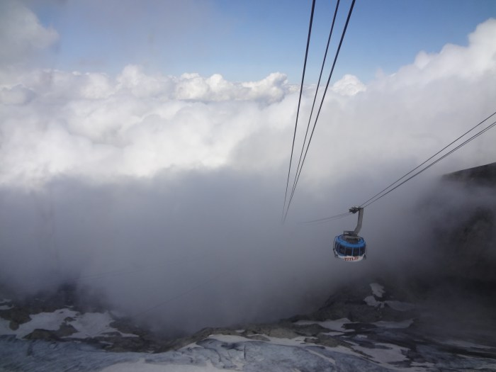 From the top..the cable car disappearing into the clouds