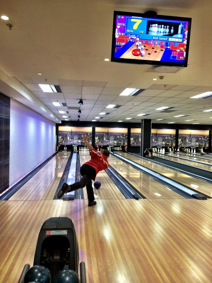 My pro doing his thing. Now THAT is how you bowl a perfect strike 